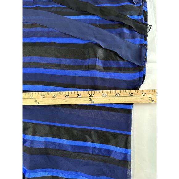Lane Bryant Women 22/24 Sheer Navy Black Blue Striped Blouse Elastic Bottom Hem - Picture 15 of 16
